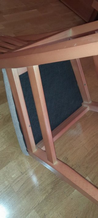 6 Sillas Comedor Madera Cerezo Tela Gris