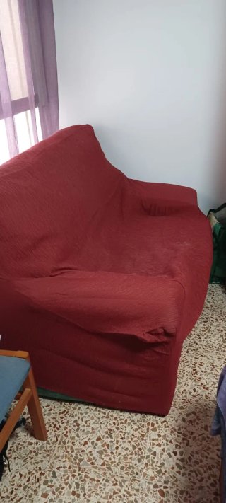 Sofá vintage tela verde y rojo