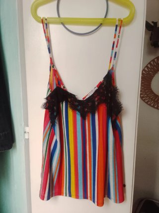 Top encaje Zara Tirantes Rayas Talla S