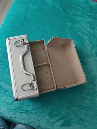 Maletín de maquillaje grande plateado