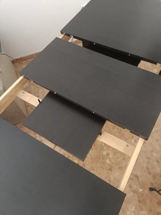 Mesa de comedor de madera oscura,deplegable