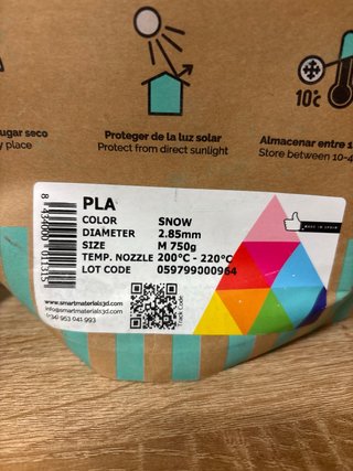 Hilo Impresora 3D Smartfil PLA Snow 2.85mm