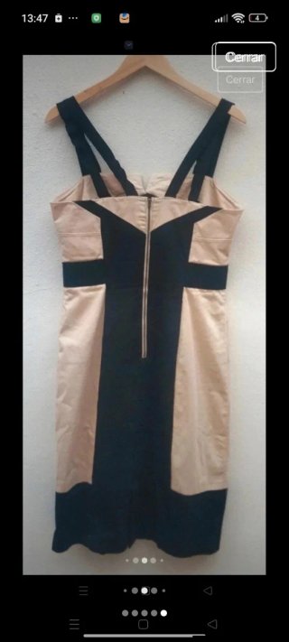 Vestido ceñido beige y negro