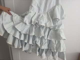 Vestido Flamenca Volantes Blanco azulado