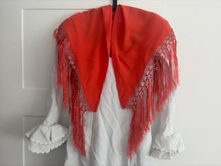 Vestido Flamenca Volantes Blanco azulado