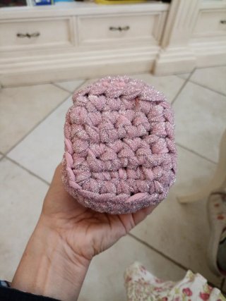 Portamonete uncinetto rosa con perle