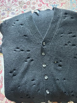 Cardigan Takeshy Kurosawa traforato antracite tagl