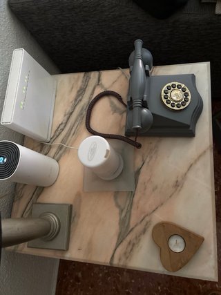Mesa comedor y auxiliar mármol y marqueteria