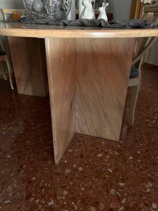 Mesa comedor y auxiliar mármol y marqueteria