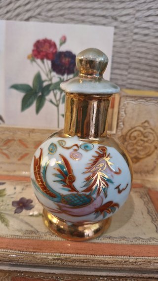 Antiguo Perfumero Oriental Dragón Dorado