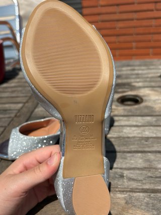 Sandalias Vizzano Plateadas Brillantes Tacon