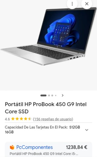 Portátil HP ProBook 450 G9 Intel Core SSD