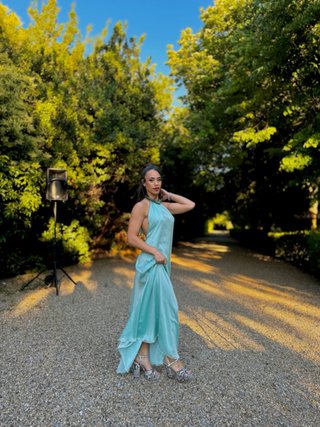 Vestido largo invitada azul