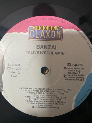 Vinilo Banzai Alive N' Screamin' Hard Rock