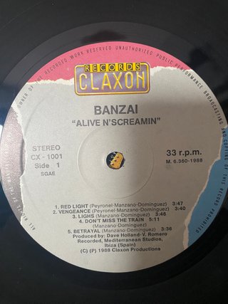 Vinilo Banzai Alive N' Screamin' Hard Rock