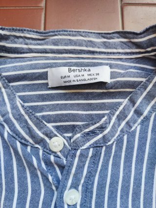 Bershka Camicia Uomo Collo Coreana – Taglia M Blu