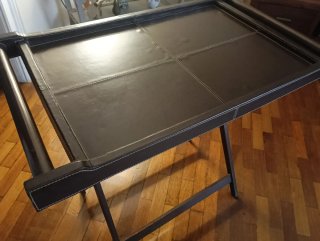 Mesa camarera plegable cuero y metal