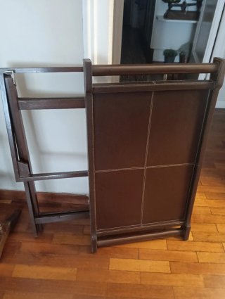 Mesa camarera plegable cuero y metal