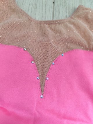 Maillot rítmica niña rosa con brillos talla 8 años