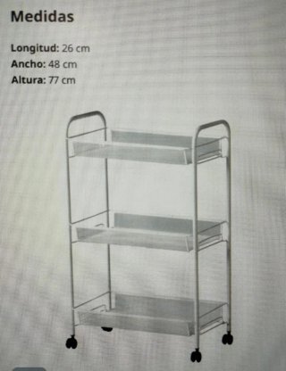 Carrito auxiliar 3 estantes blanco