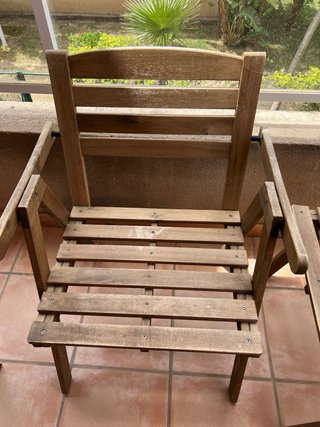 Conjunto de 4 sillas de Exterior/Jardín Madera