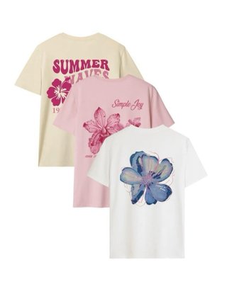 Lote 3 Camisetas Estampadas Talla Única