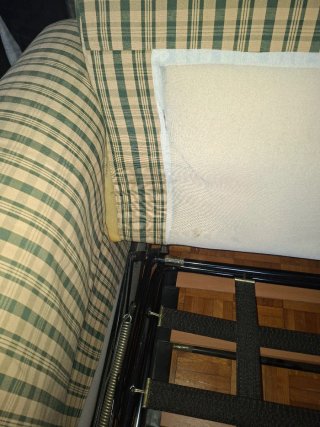 Sofá cama tela beige y verde sin colchón