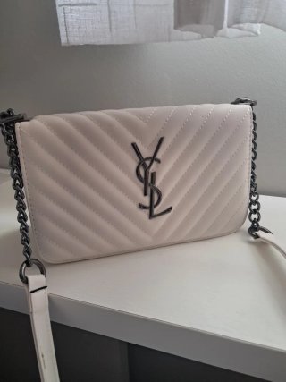 Bolso Yves Saint Laurent Beige Cadena Plata