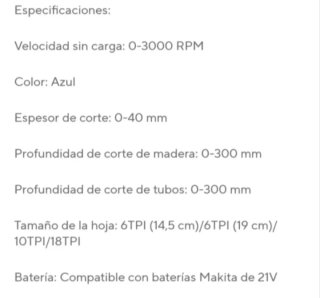 Sierra Sable Portátil Recargable (2 Baterías)