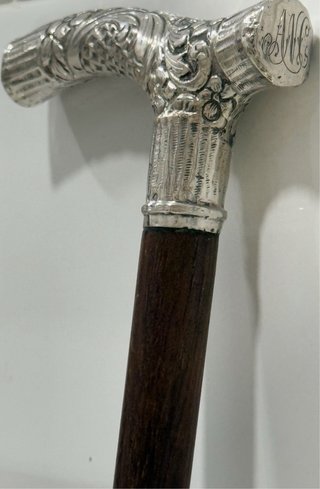 ANTIGUO BASTÓN PLATA PUNZONADA PORTUGAL SIGLO XIX