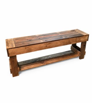 Banco de madera reciclada doble balda rustico