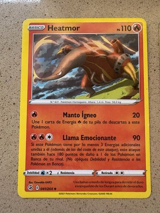 Lote Cartas Pokémon Heatmor, Charmeleon, Sizzliped