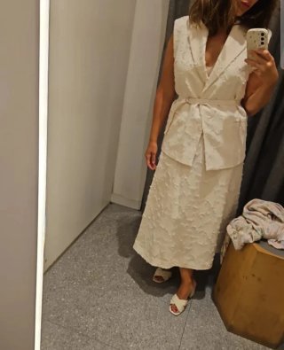 Conjunto Mango Tejido Jacquard beige
