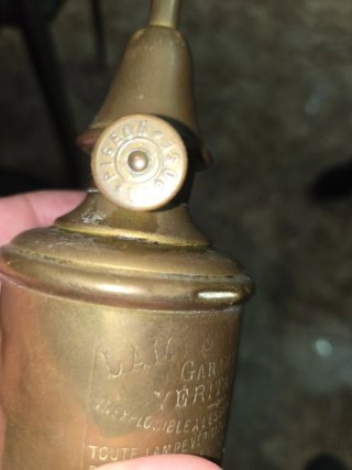 Lámpara minero bronce antigua