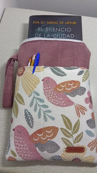 Funda para tablet/libro con estampado de pájaros