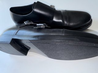 Zapatos Zara Doble Hebilla Cuero Negro