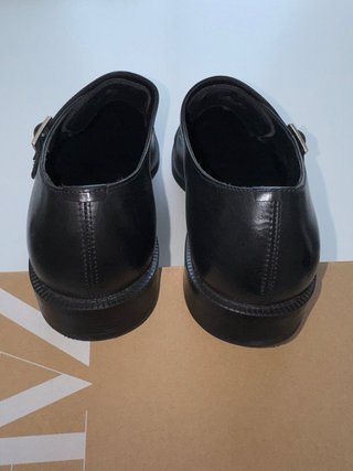 Zapatos Zara Doble Hebilla Cuero Negro