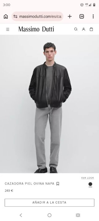 Cazadora Piel Napa M Massimo Dutti Marrón