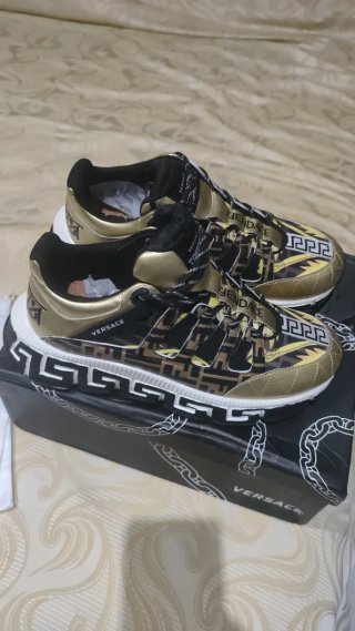 Scarpe Versace Uomo Nero Oro