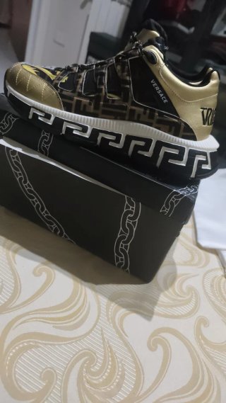 Scarpe Versace Uomo Nero Oro