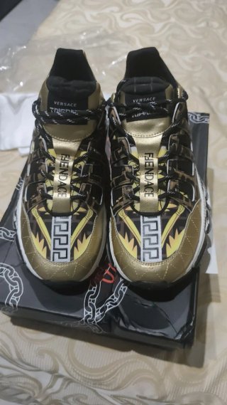 Scarpe Versace Uomo Nero Oro
