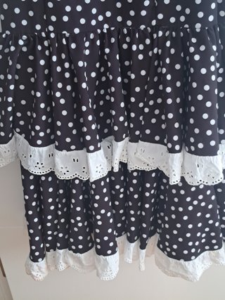 Vestido Flamenca Lunares Negro Blanco