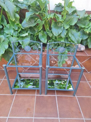 Pareja Mesitas Metálicas con Cristal