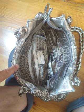 Borsa donna argento effetto metallo