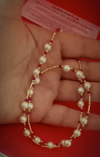 Collar Oro 18k Perlas Australianas y Rubíes