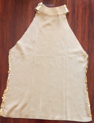 Canotta con collo americano paillettes Tag L