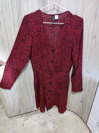 Vestido H&M Animal Print Rojo Talla S
