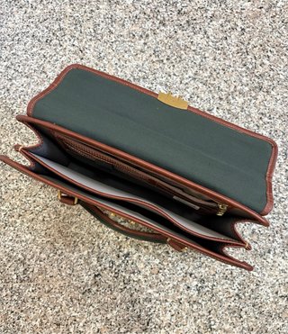 Borsa Samsonite pelle marrone e tela verde