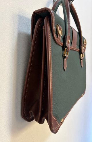Borsa Samsonite pelle marrone e tela verde