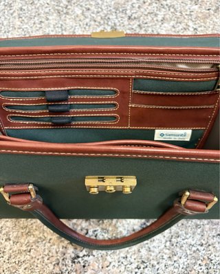 Borsa Samsonite pelle marrone e tela verde